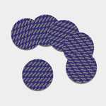 White And Yellow DNA Pattern Print Leather Coaster Set