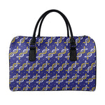 White And Yellow DNA Pattern Print Leather Duffle Bag