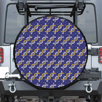 White And Yellow DNA Pattern Print Leather Spare Tire Cover