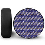 White And Yellow DNA Pattern Print Leather Spare Tire Cover