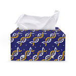 White And Yellow DNA Pattern Print Leather Tissue Box Cover