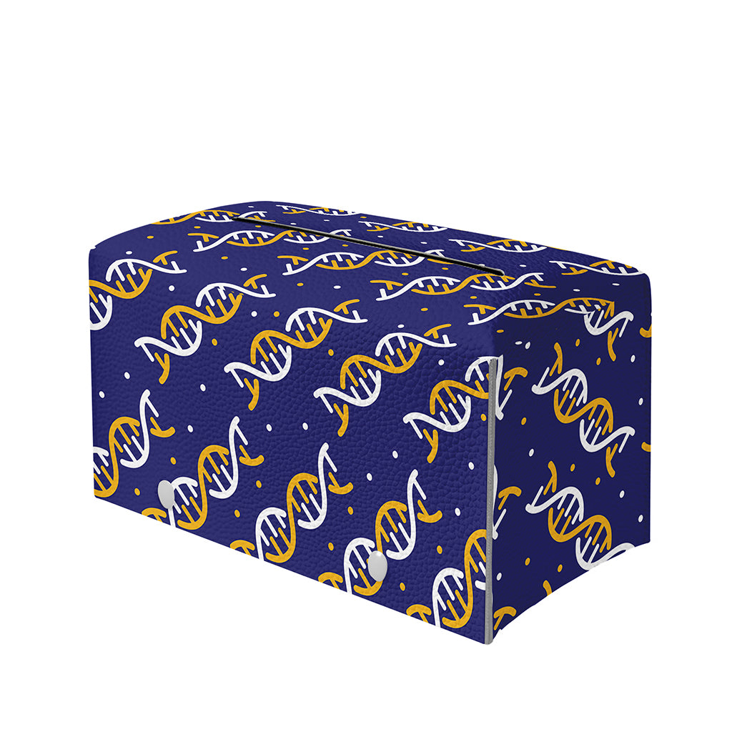 White And Yellow DNA Pattern Print Leather Tissue Box Cover