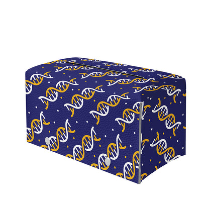 White And Yellow DNA Pattern Print Leather Tissue Box Cover
