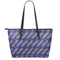 White And Yellow DNA Pattern Print Leather Tote Bag With Zipper