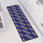 White And Yellow DNA Pattern Print Long Kitchen Mat