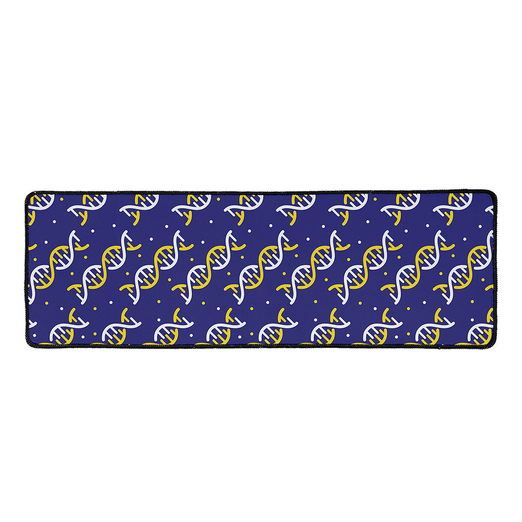 White And Yellow DNA Pattern Print Long Kitchen Mat