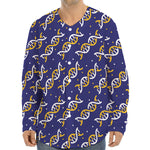 White And Yellow DNA Pattern Print Long Sleeve Baseball Jersey