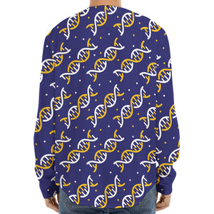 White And Yellow DNA Pattern Print Long Sleeve Baseball Jersey