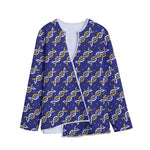 White And Yellow DNA Pattern Print Long Sleeve Short Coat