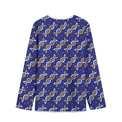 White And Yellow DNA Pattern Print Long Sleeve Short Coat