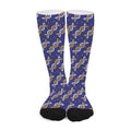 White And Yellow DNA Pattern Print Long Socks