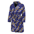 White And Yellow DNA Pattern Print Men's Bathrobe