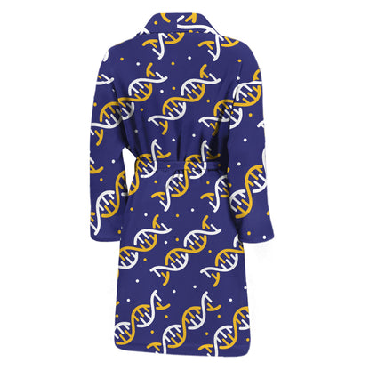 White And Yellow DNA Pattern Print Men's Bathrobe