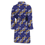 White And Yellow DNA Pattern Print Men's Bathrobe