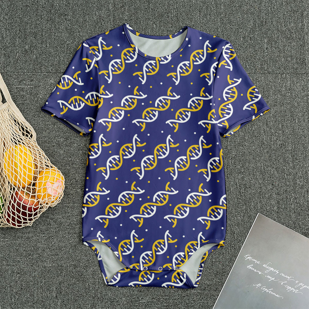 White And Yellow DNA Pattern Print Men's Bodysuit