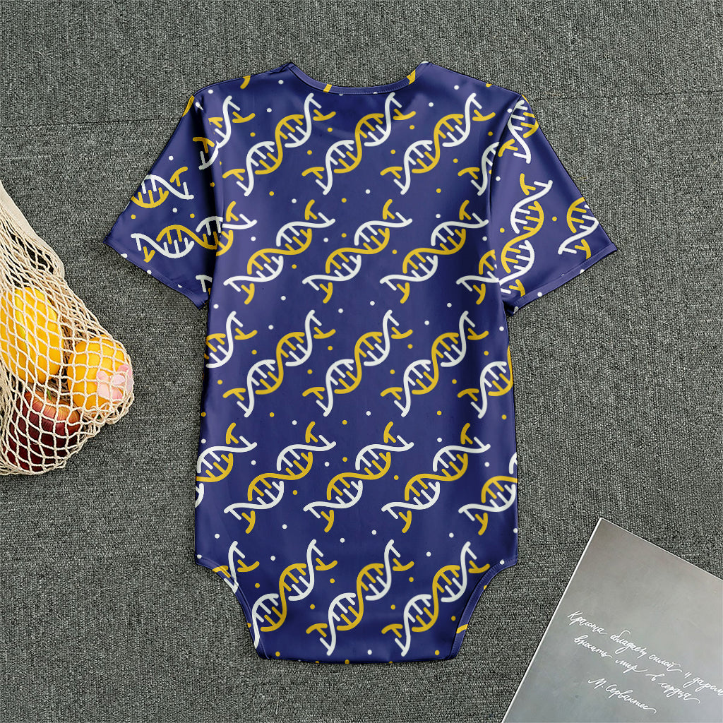 White And Yellow DNA Pattern Print Men's Bodysuit