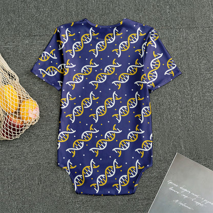 White And Yellow DNA Pattern Print Men's Bodysuit