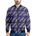 White And Yellow DNA Pattern Print Men's Bomber Jacket
