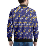 White And Yellow DNA Pattern Print Men's Bomber Jacket