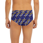White And Yellow DNA Pattern Print Men's Briefs