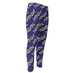 White And Yellow DNA Pattern Print Men's Compression Pants