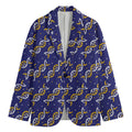 White And Yellow DNA Pattern Print Men's Cotton Blazer