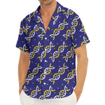 White And Yellow DNA Pattern Print Men's Deep V-Neck Shirt