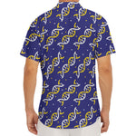 White And Yellow DNA Pattern Print Men's Deep V-Neck Shirt
