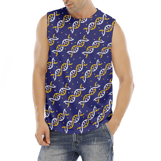 White And Yellow DNA Pattern Print Men's Fitness Tank Top