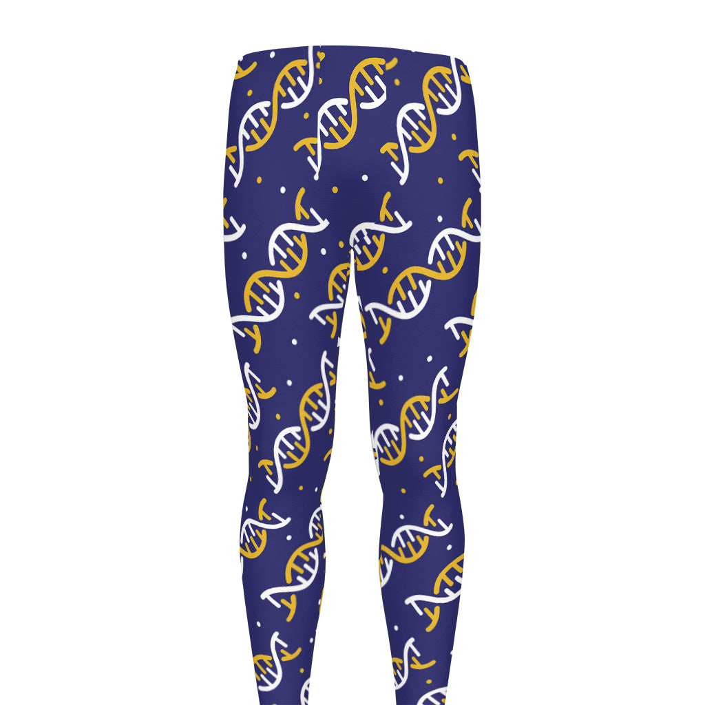 White And Yellow DNA Pattern Print Men's leggings