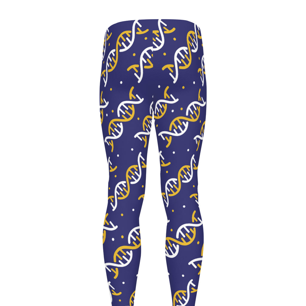 White And Yellow DNA Pattern Print Men's leggings
