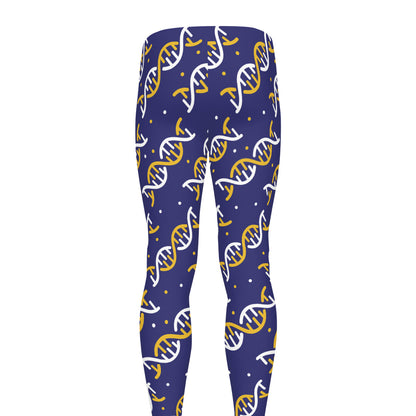 White And Yellow DNA Pattern Print Men's leggings