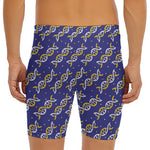 White And Yellow DNA Pattern Print Men's Long Boxer Briefs