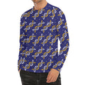 White And Yellow DNA Pattern Print Men's Long Sleeve Rash Guard