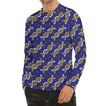White And Yellow DNA Pattern Print Men's Long Sleeve Rash Guard