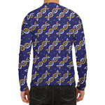 White And Yellow DNA Pattern Print Men's Long Sleeve Rash Guard