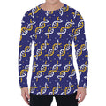 White And Yellow DNA Pattern Print Men's Long Sleeve T-Shirt