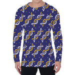 White And Yellow DNA Pattern Print Men's Long Sleeve T-Shirt