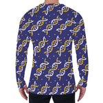 White And Yellow DNA Pattern Print Men's Long Sleeve T-Shirt
