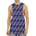 White And Yellow DNA Pattern Print Men's Muscle Tank Top