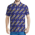 White And Yellow DNA Pattern Print Men's Polo Shirt