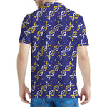 White And Yellow DNA Pattern Print Men's Polo Shirt