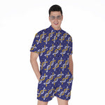 White And Yellow DNA Pattern Print Men's Rompers