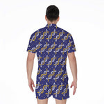 White And Yellow DNA Pattern Print Men's Rompers