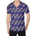 White And Yellow DNA Pattern Print Men's Shirt