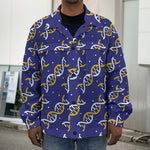 White And Yellow DNA Pattern Print Men's Shirt Jacket