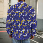 White And Yellow DNA Pattern Print Men's Shirt Jacket