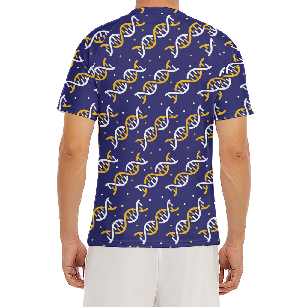 White And Yellow DNA Pattern Print Men's Short Sleeve Rash Guard