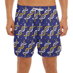 White And Yellow DNA Pattern Print Men's Split Running Shorts