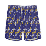 White And Yellow DNA Pattern Print Men's Sports Shorts